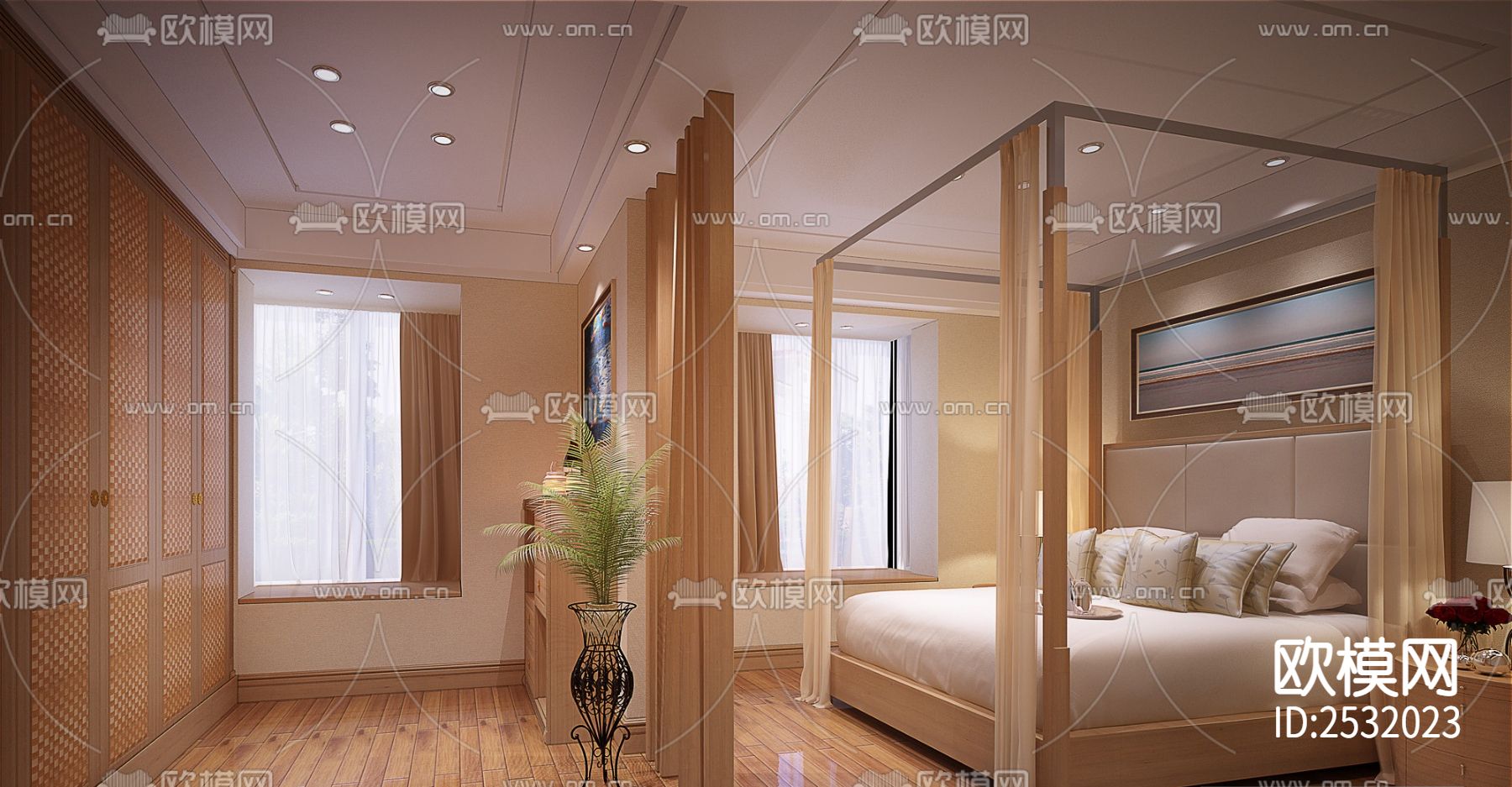 中式大平层豪宅样板间cad施工图下载（渲染图4）