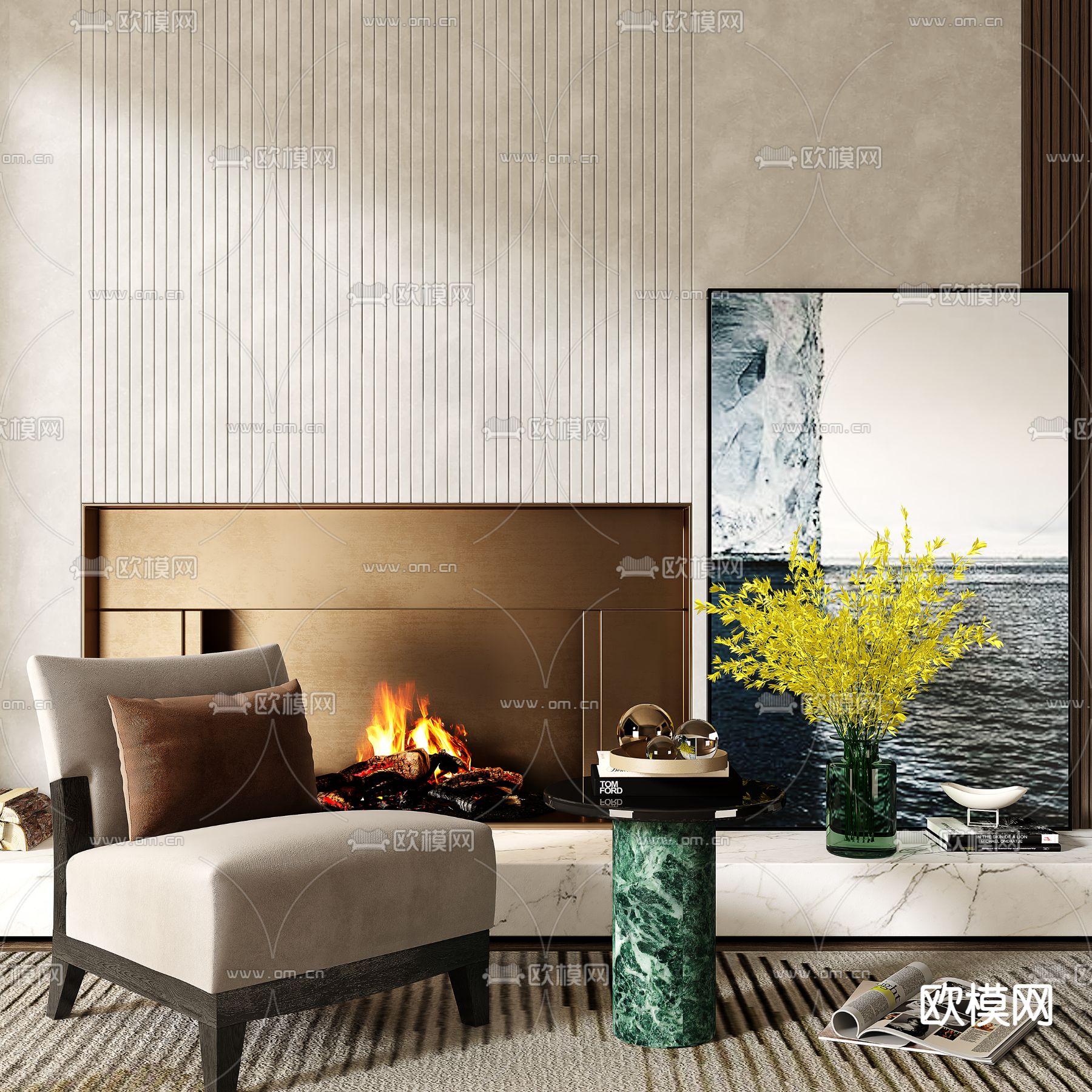 现代单人沙发3d模型下载