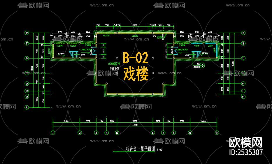古戏台建筑CAD施工图下载（渲染图10）