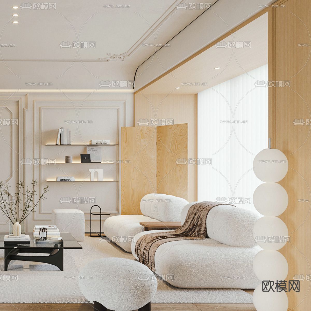 法式客厅3d模型下载（渲染图3）