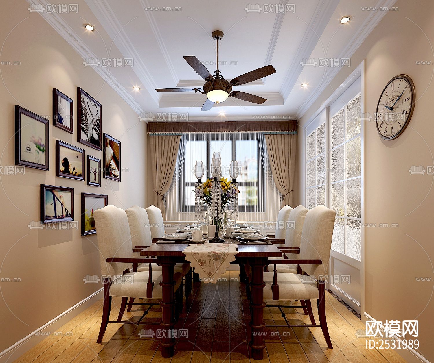 现代大平层豪宅样板间cad施工图下载（渲染图1）