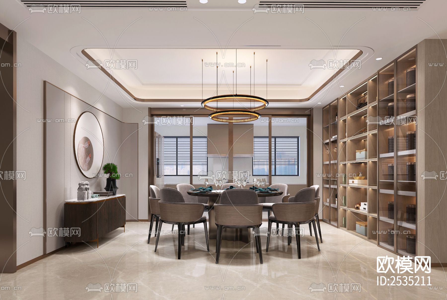 新中式家居CAD施工图下载（渲染图5）