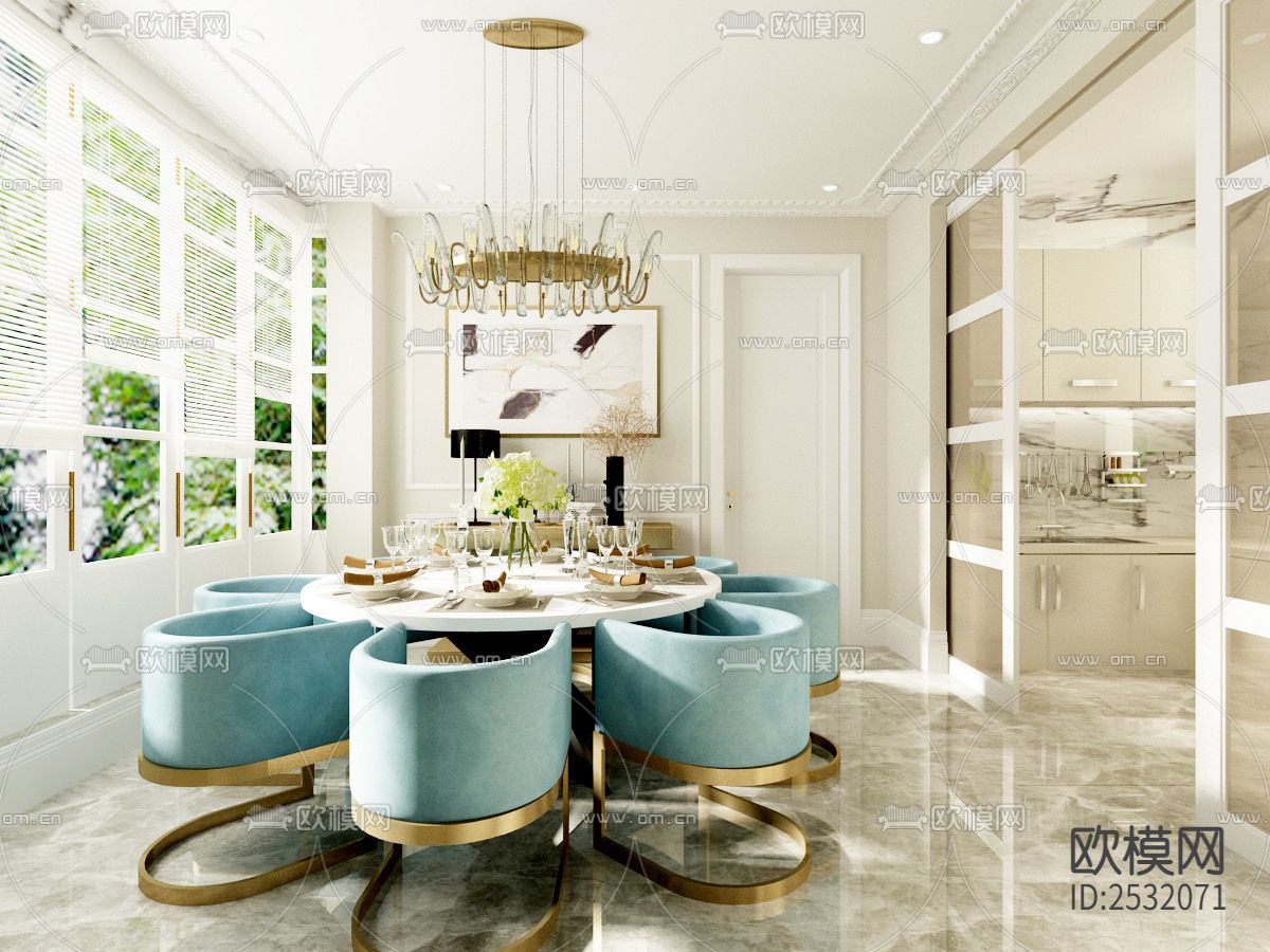 大平层豪宅样板间CAD施工图下载（渲染图5）