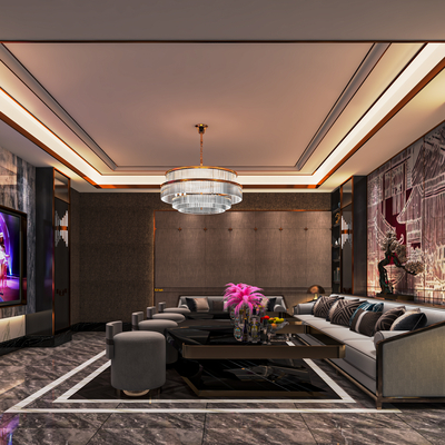  现代KTV包厢 包房su模型 