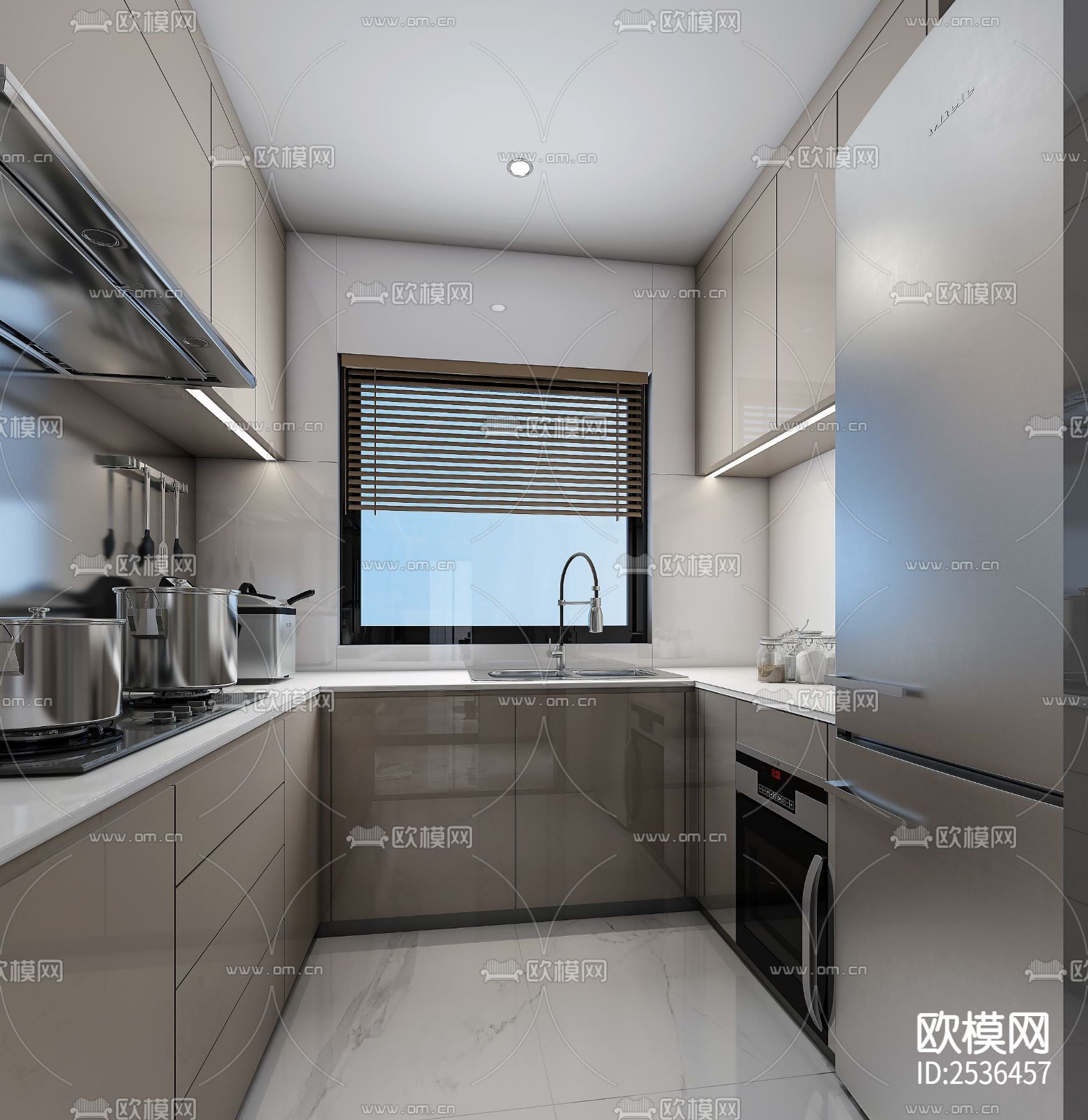 大平层豪宅样板间CAD施工图下载（渲染图4）