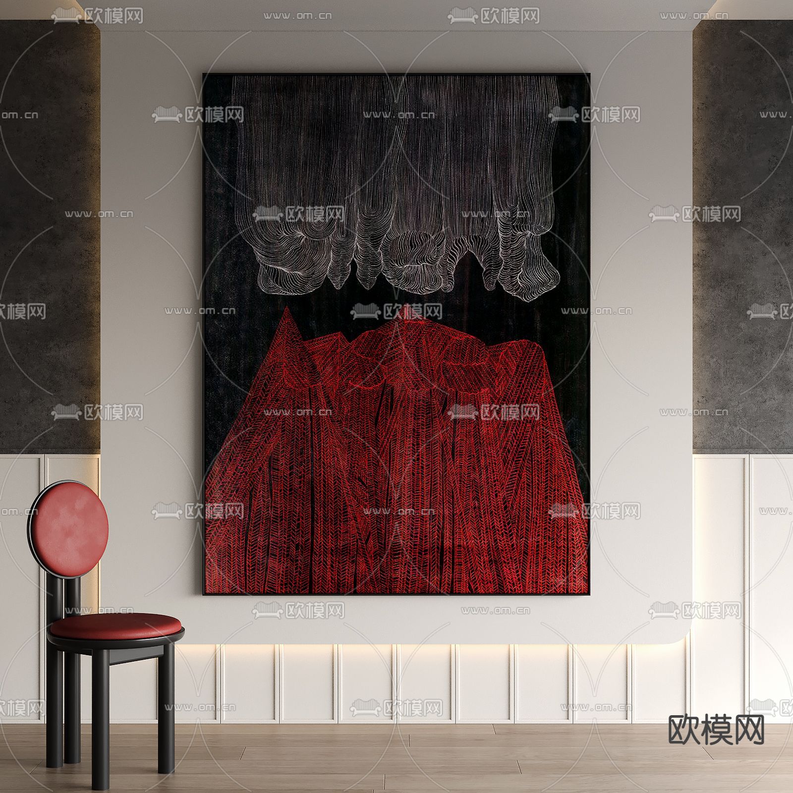 侘寂风装饰画su模型