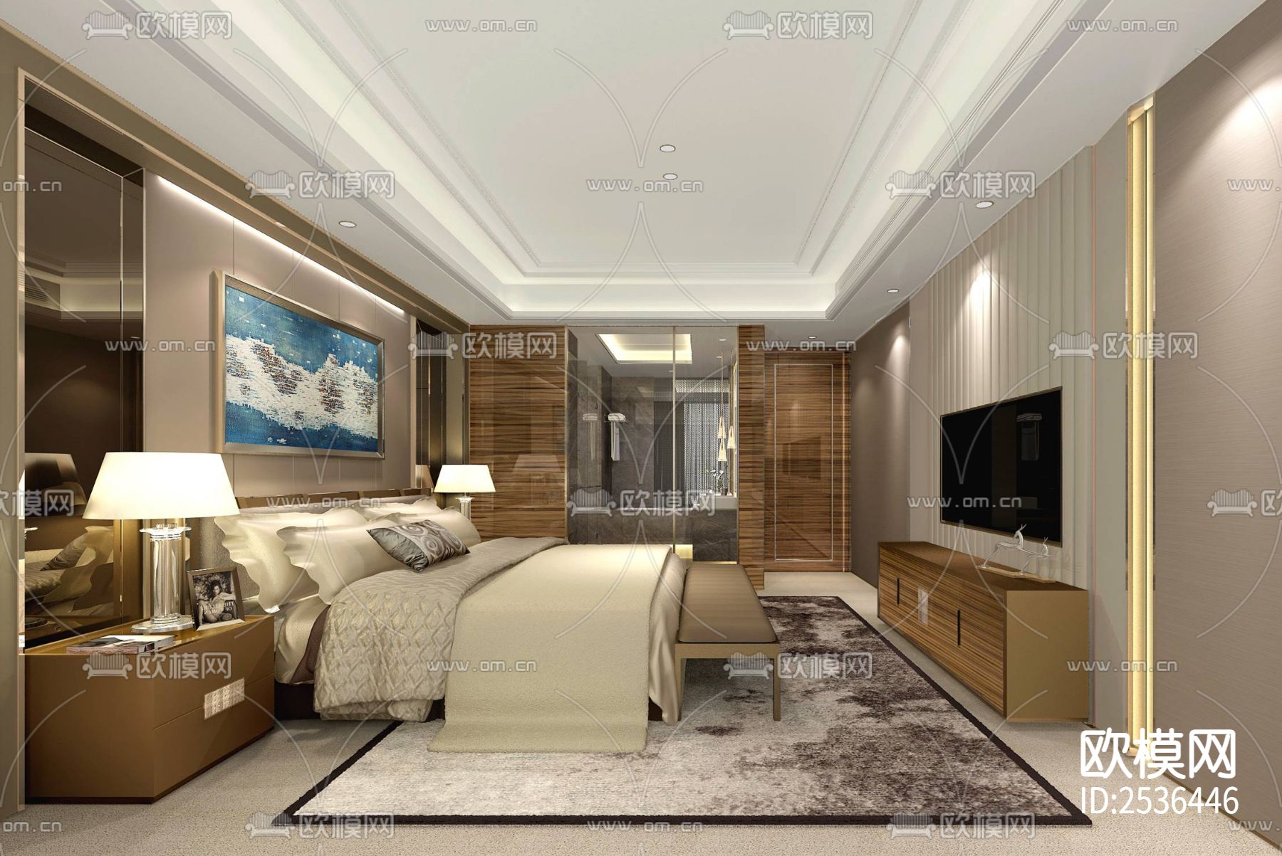 大平层豪宅样板间CAD施工图下载（渲染图6）