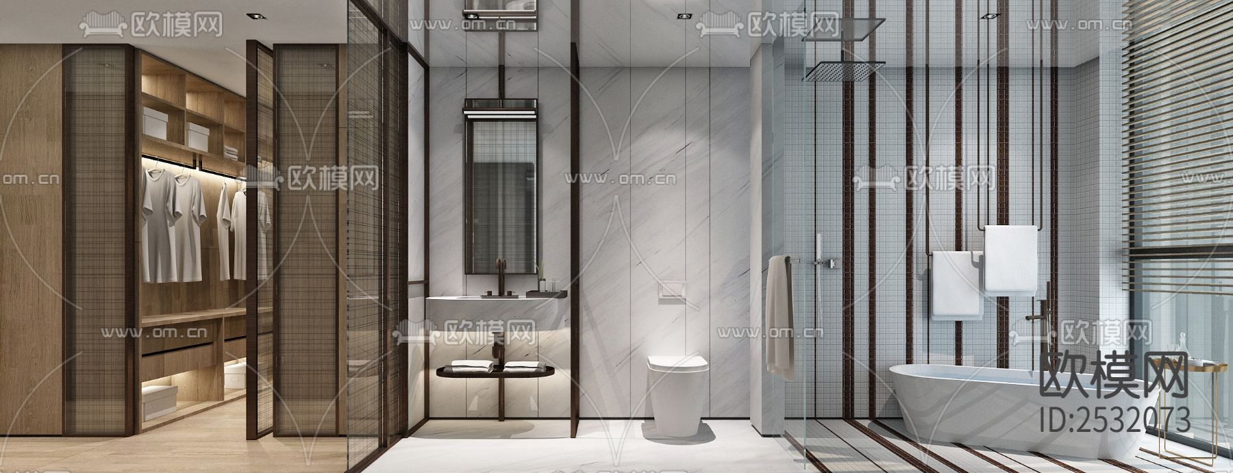 大平层豪宅样板间CAD施工图下载（渲染图5）