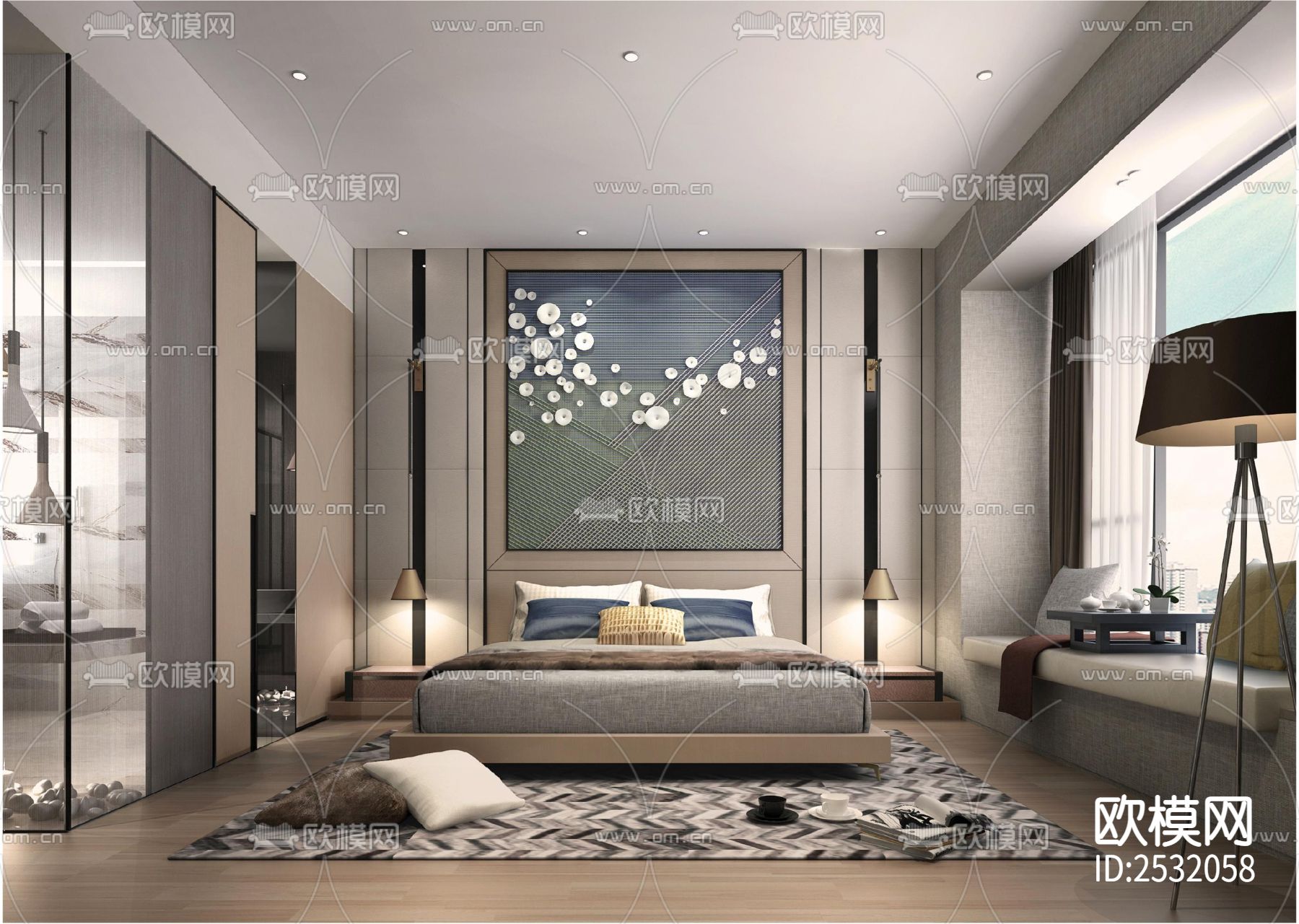 现代大平层豪宅样板间cad施工图下载（渲染图6）