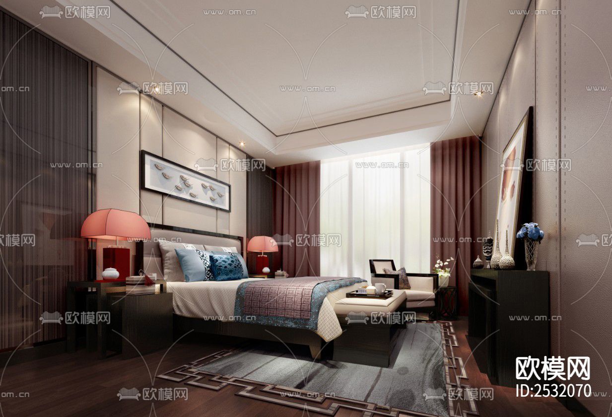 大平层豪宅样板间CAD施工图下载（渲染图4）