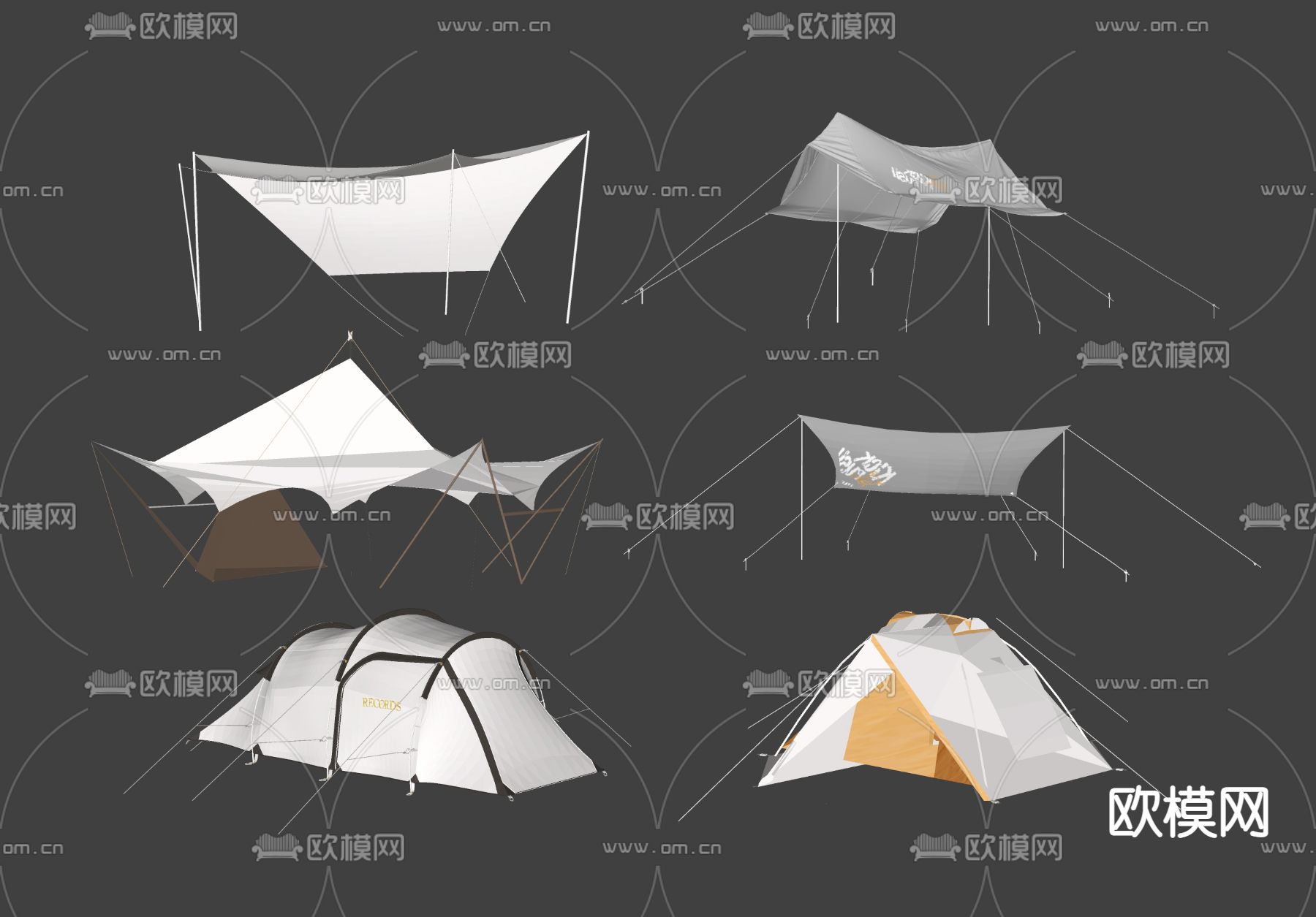 现代室外帐篷 天幕遮雨棚su模型下载