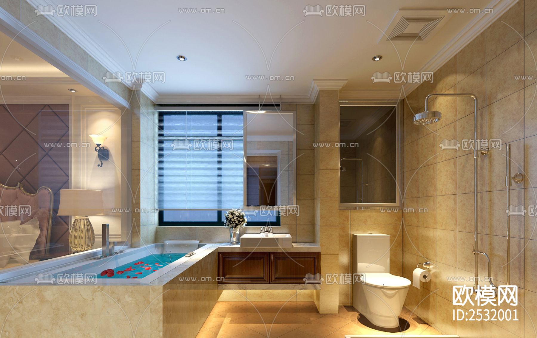 欧式大平层豪宅样板间cad施工图下载（渲染图4）