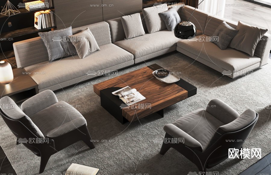 Minotti 组合沙发3d模型下载(渲染图2)