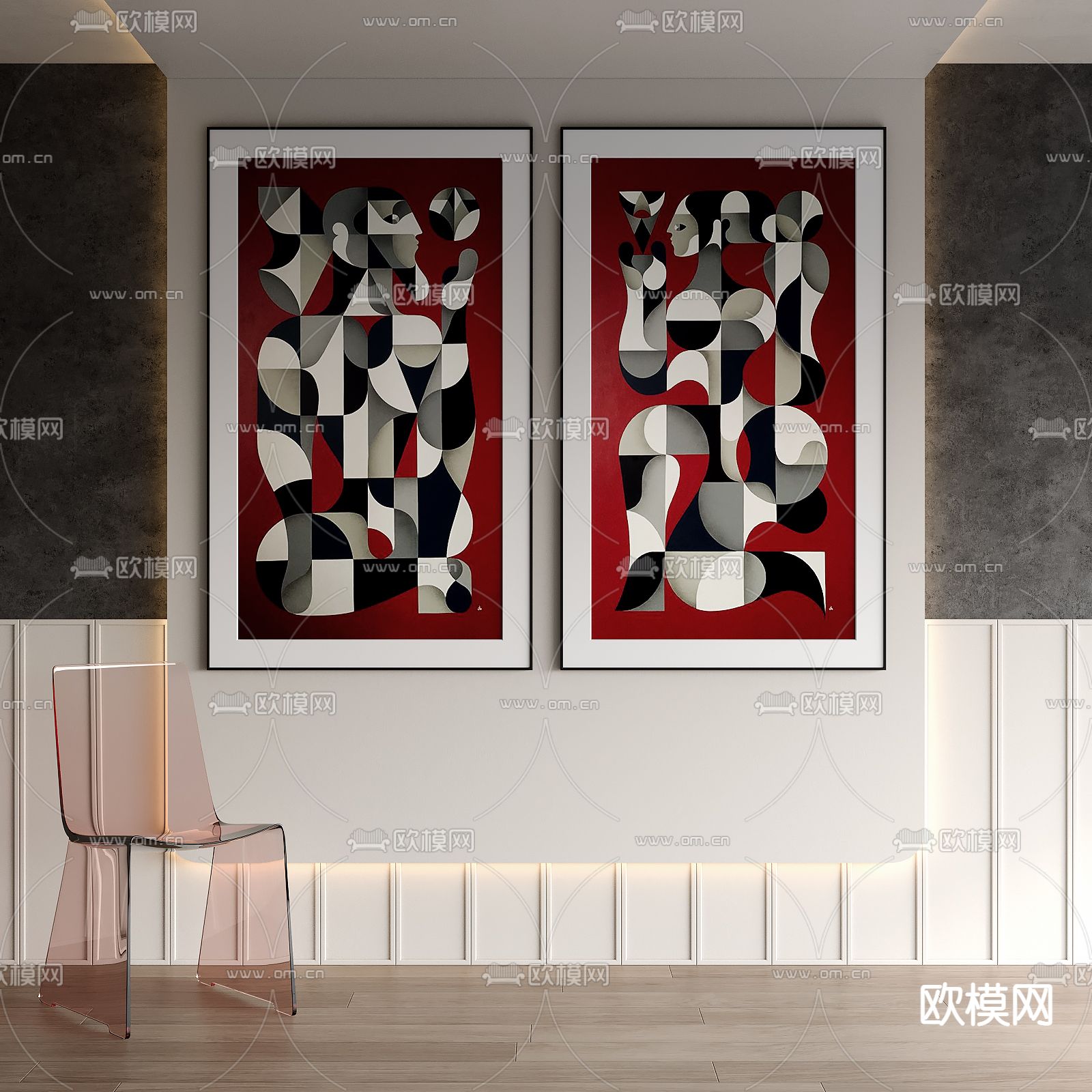 现代装饰画su模型