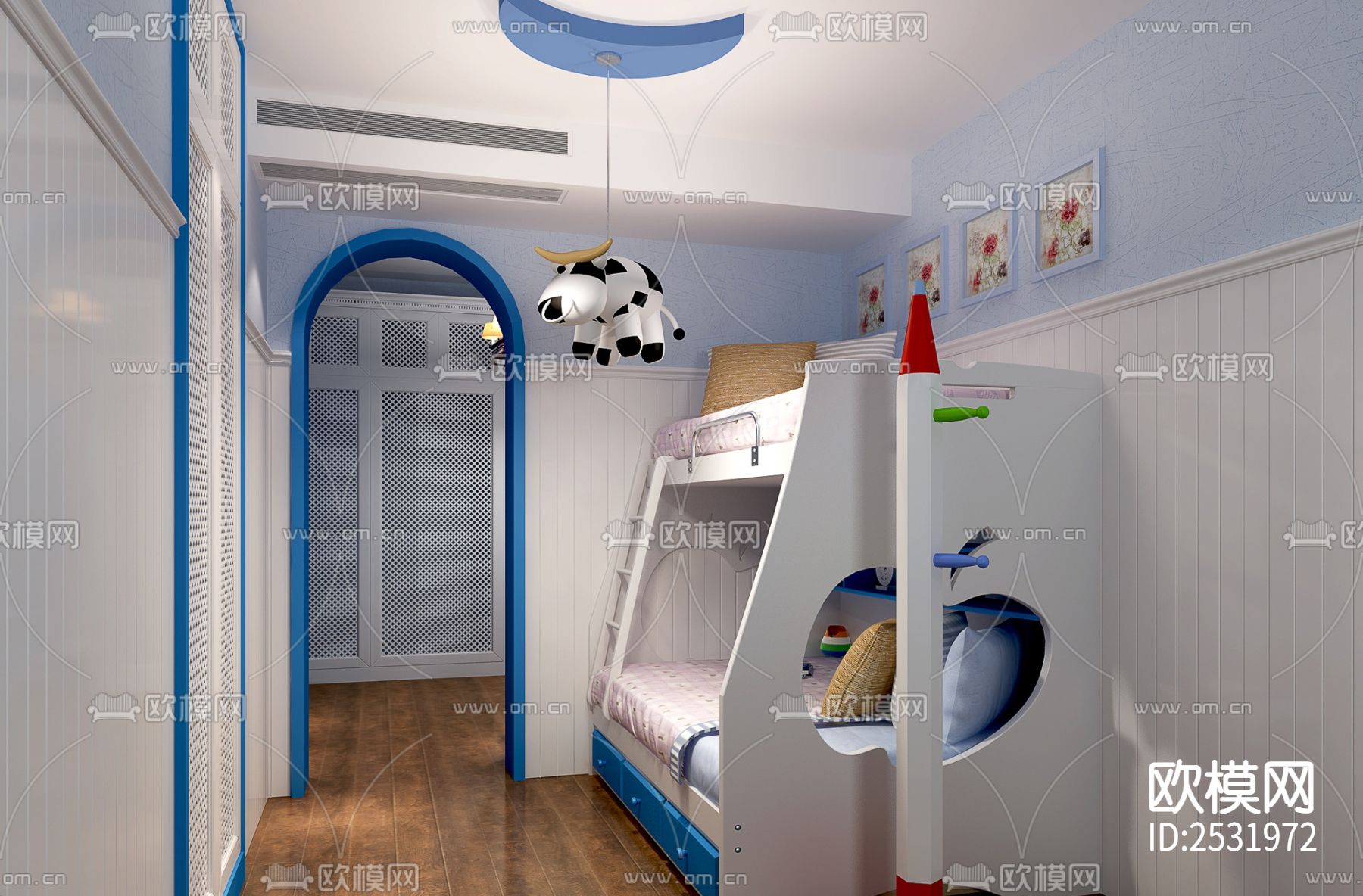 大平层豪宅样板间cad施工图下载（渲染图6）