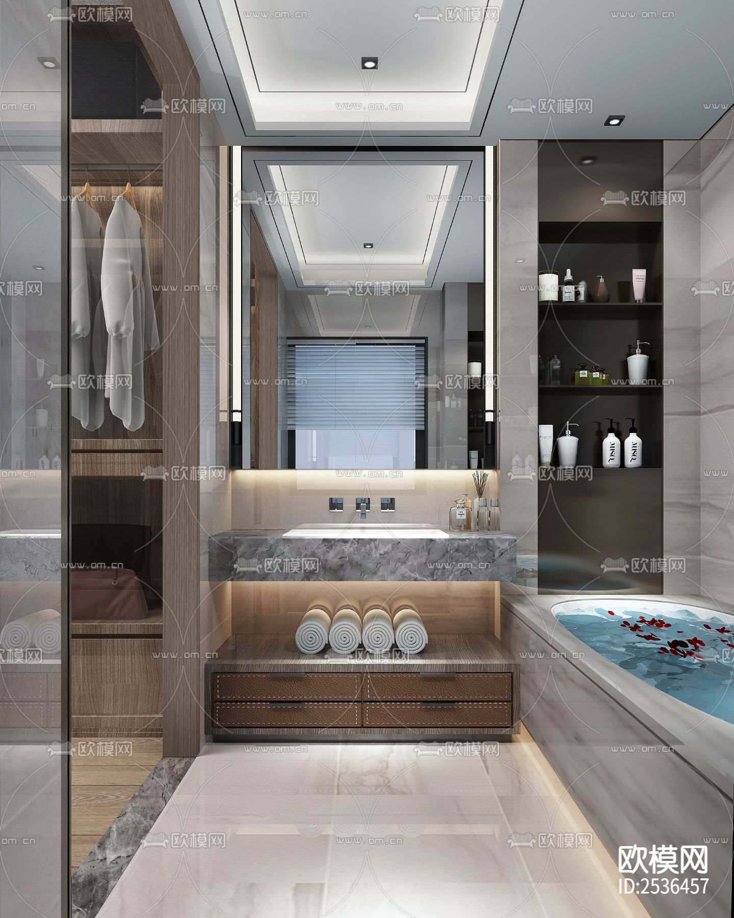 大平层豪宅样板间CAD施工图下载（渲染图10）