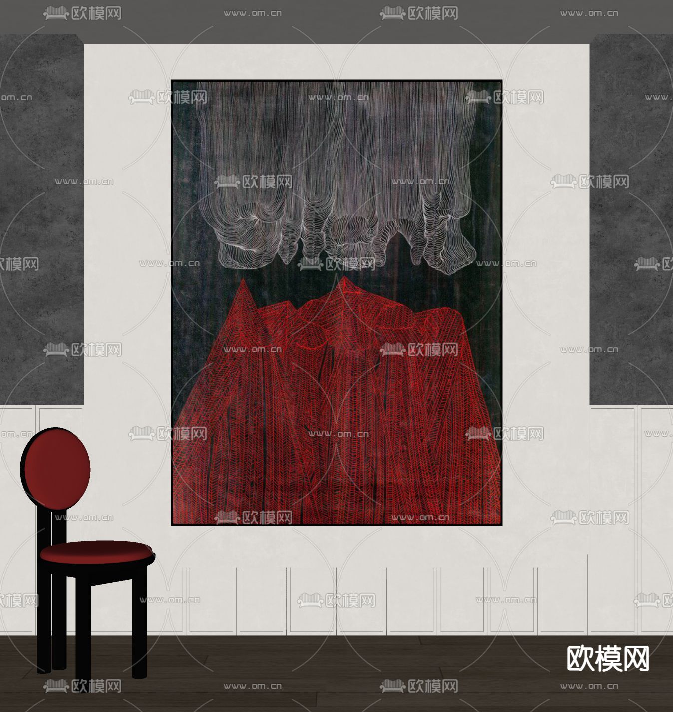 侘寂风装饰画su模型