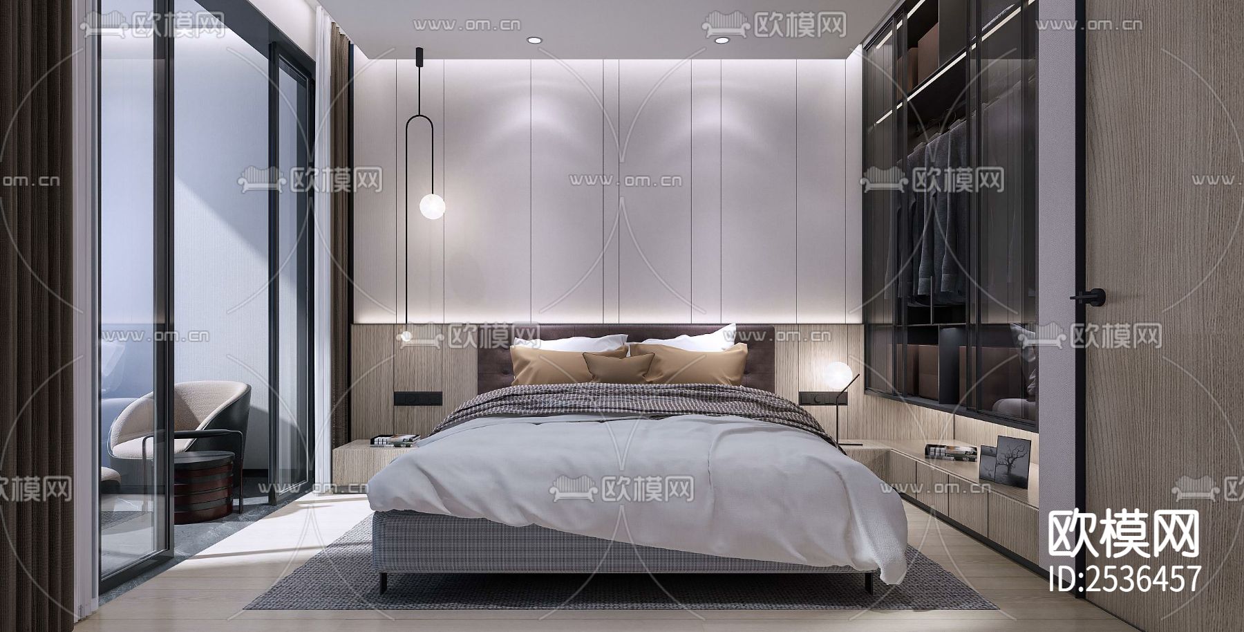 大平层豪宅样板间CAD施工图下载（渲染图5）