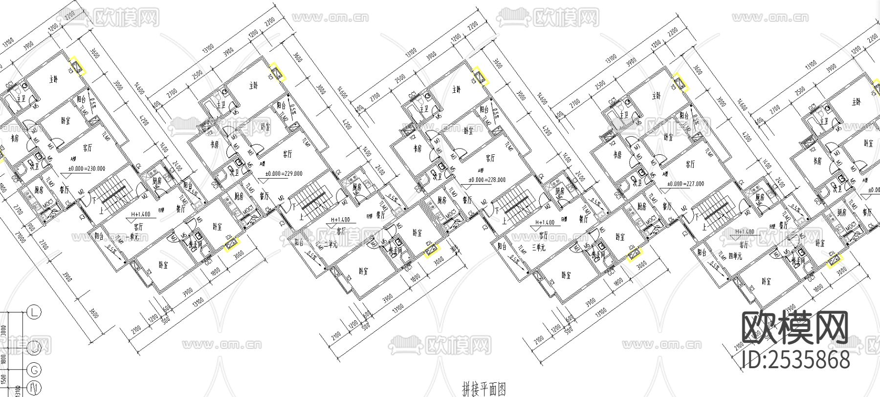 水岸住宅楼建筑CAD施工图下载（渲染图2）