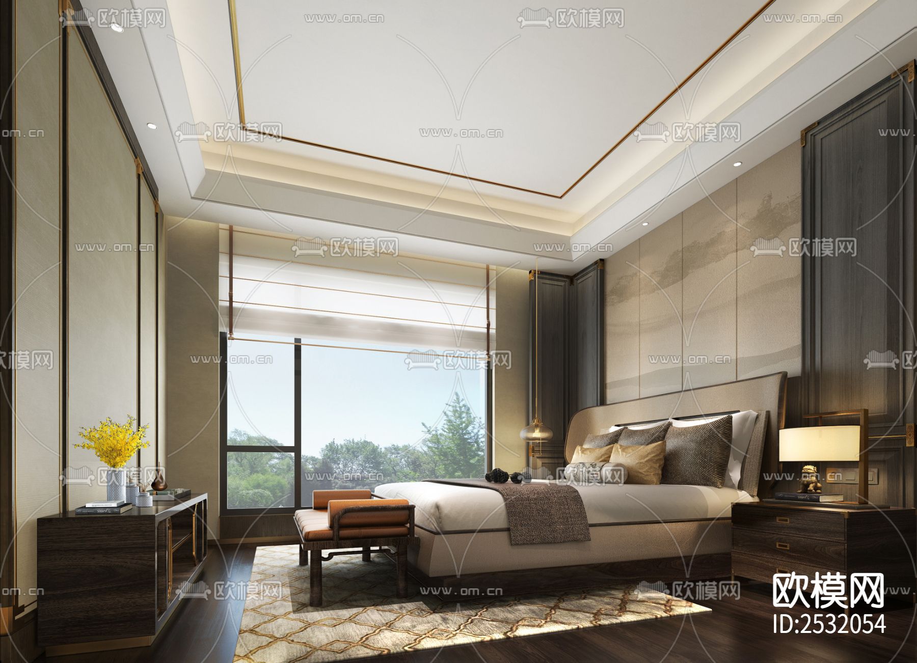 现代大平层豪宅样板间cad施工图下载（渲染图4）