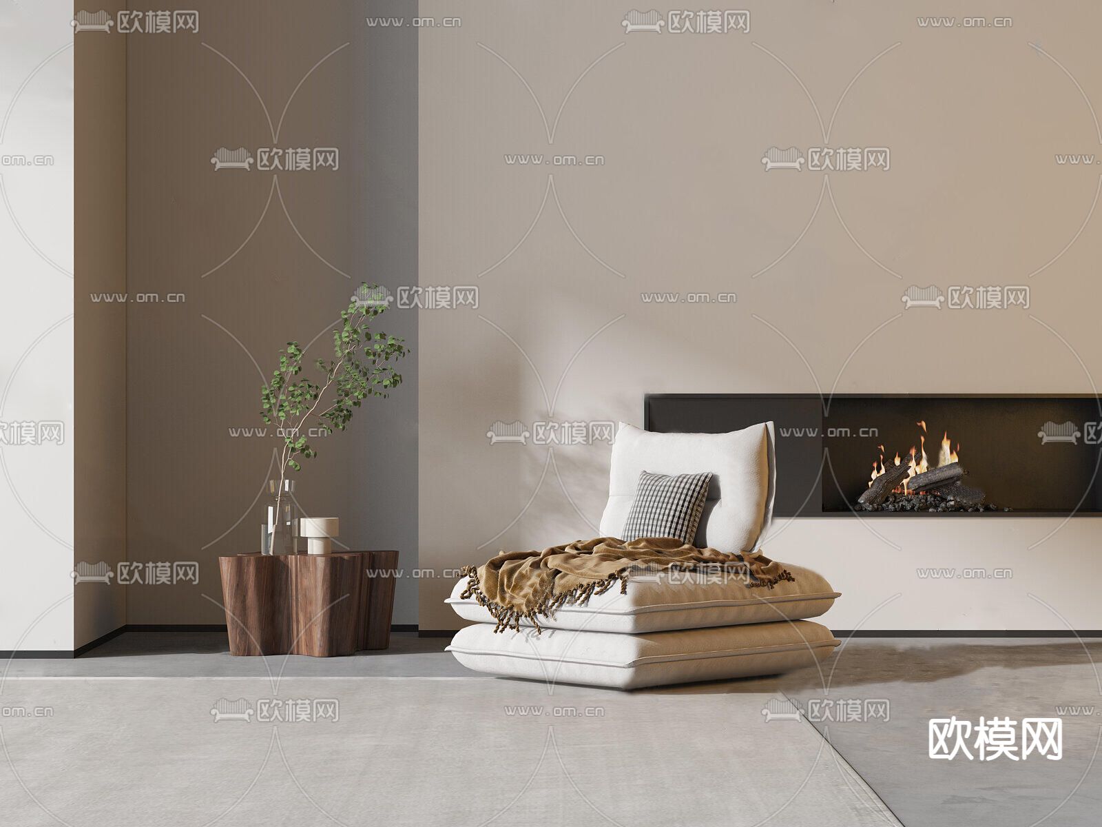 现代单人沙发su模型下载（渲染图1）