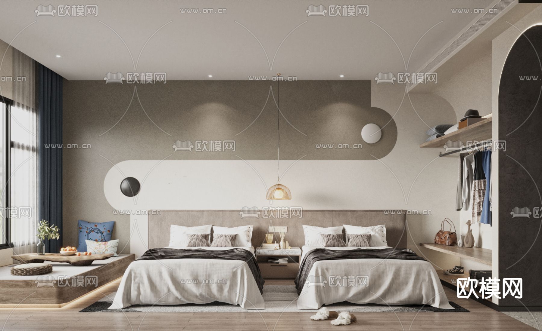 侘寂双人客房3d模型下载