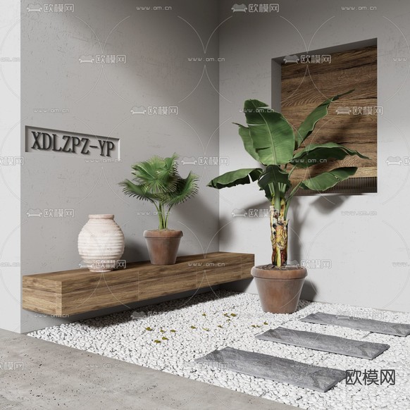 陶罐盆栽 盆景3d模型下载