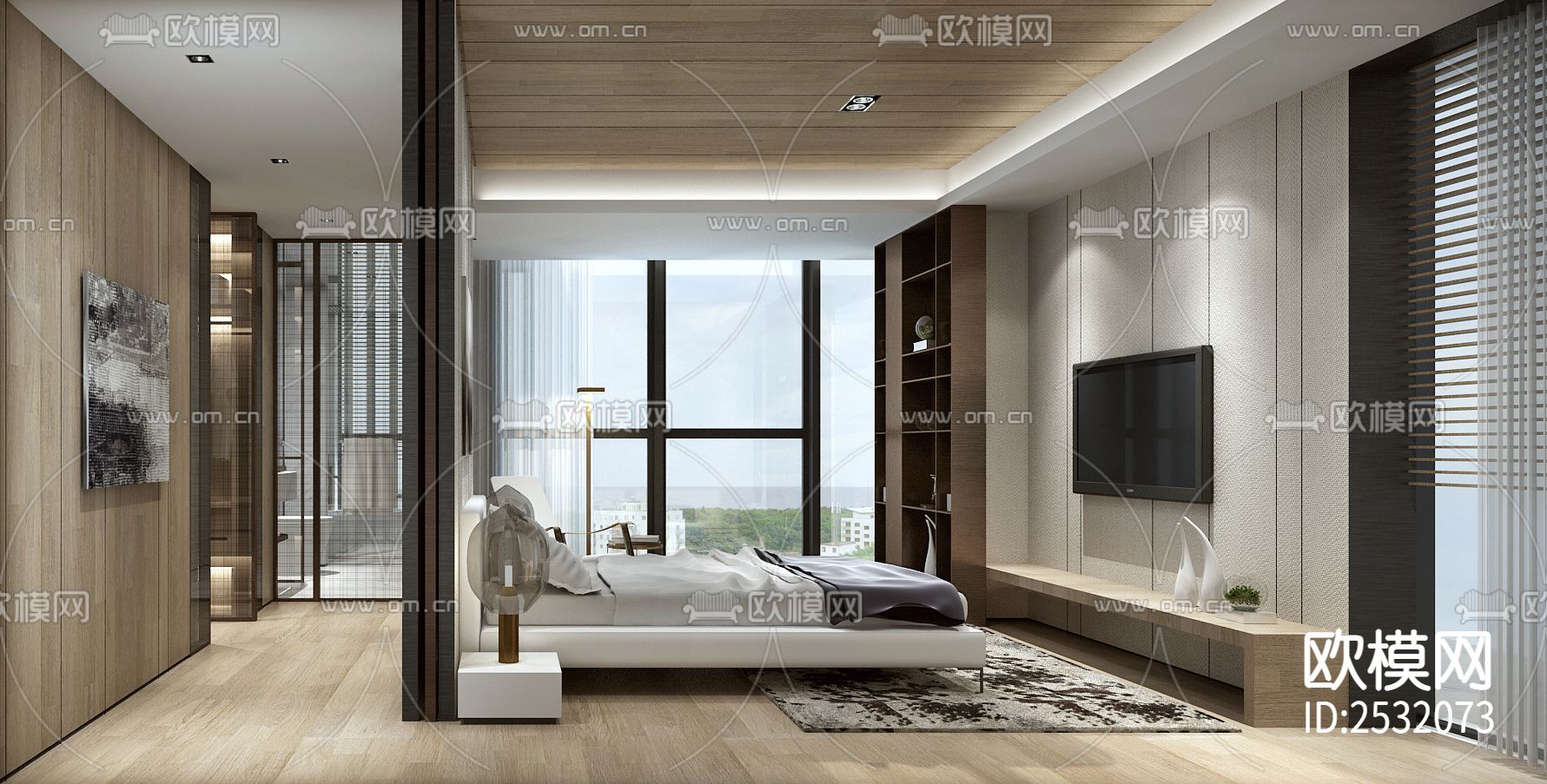 大平层豪宅样板间CAD施工图下载（渲染图2）