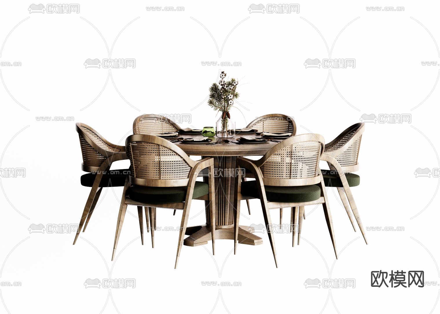 侘寂餐桌椅3d模型下载