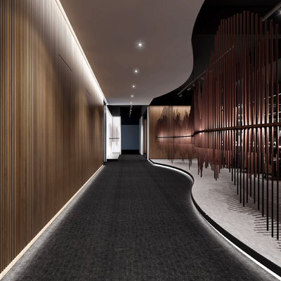 公司走廊过道su模型