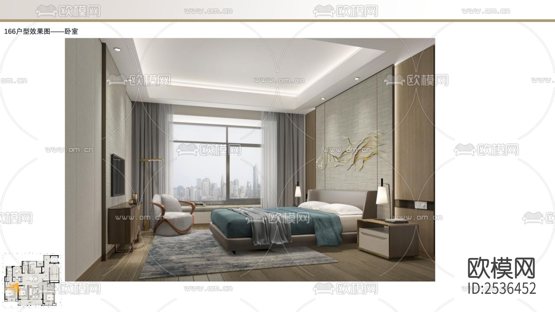 大平层豪宅样板间CAD施工图下载（渲染图3）