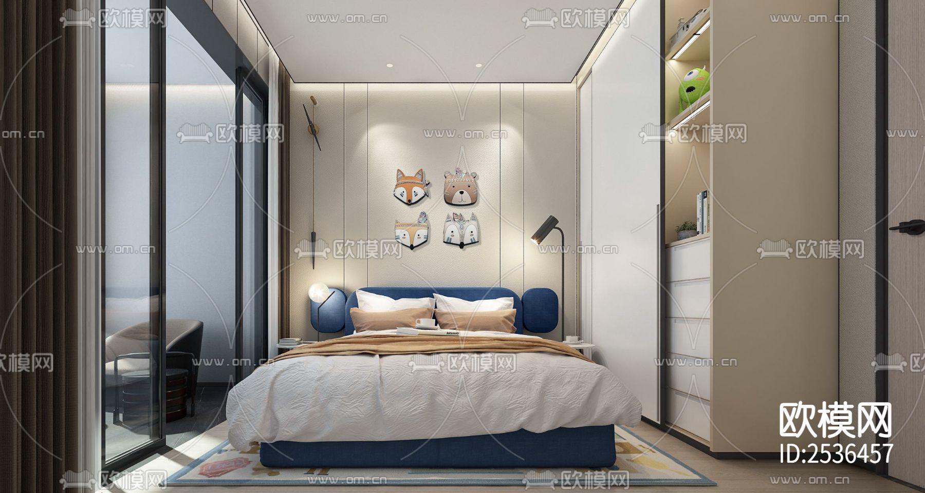 大平层豪宅样板间CAD施工图下载（渲染图2）