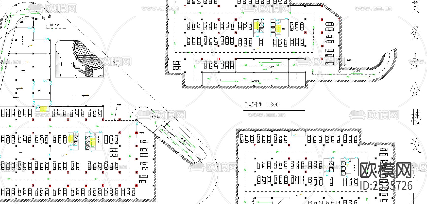 高层方案设计CAD施工图下载（渲染图2）