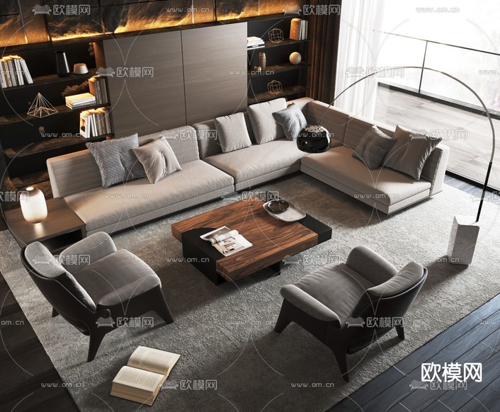 Minotti 组合沙发3d模型下载(渲染图1)
