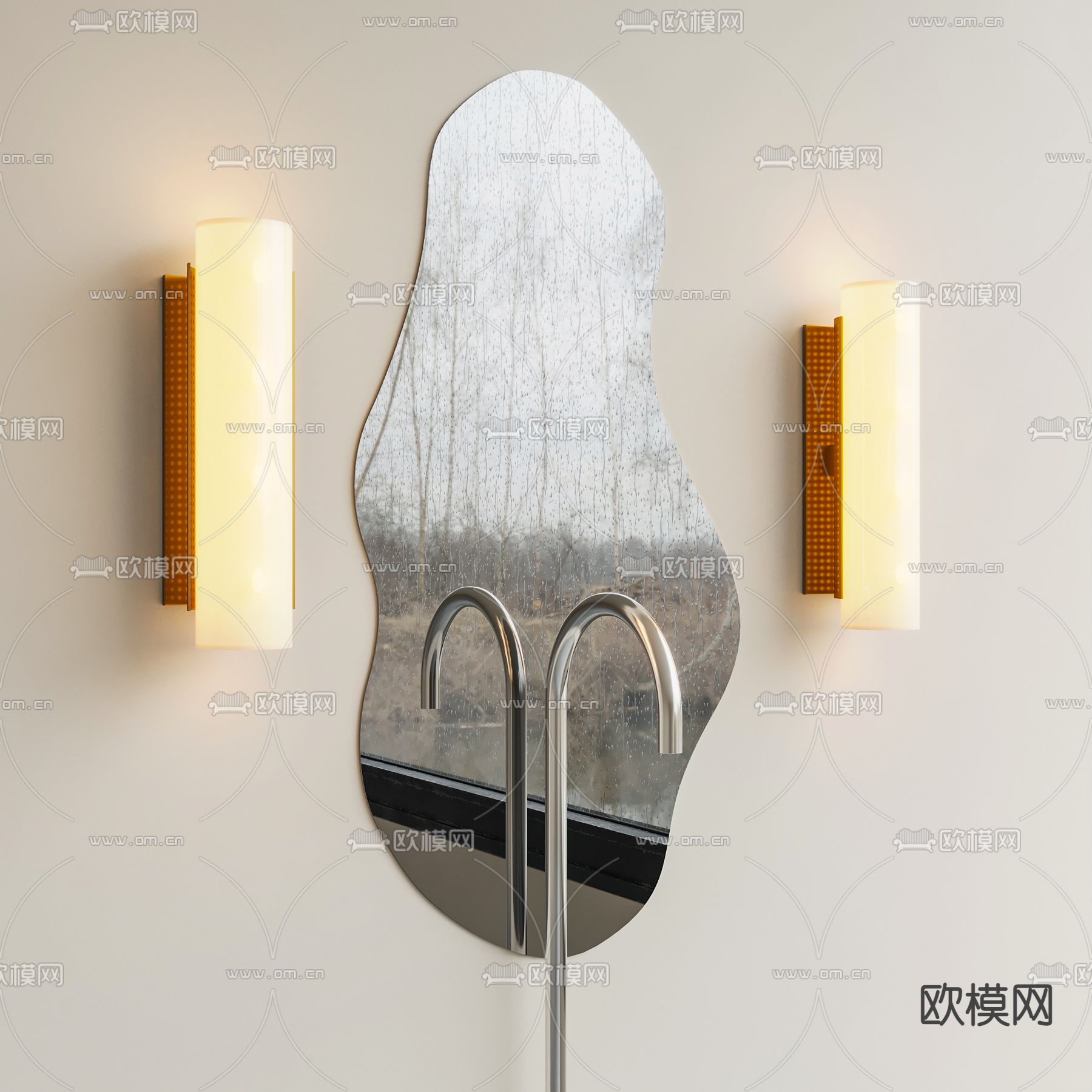 Areti 侘寂风异形镜子3d模型下载