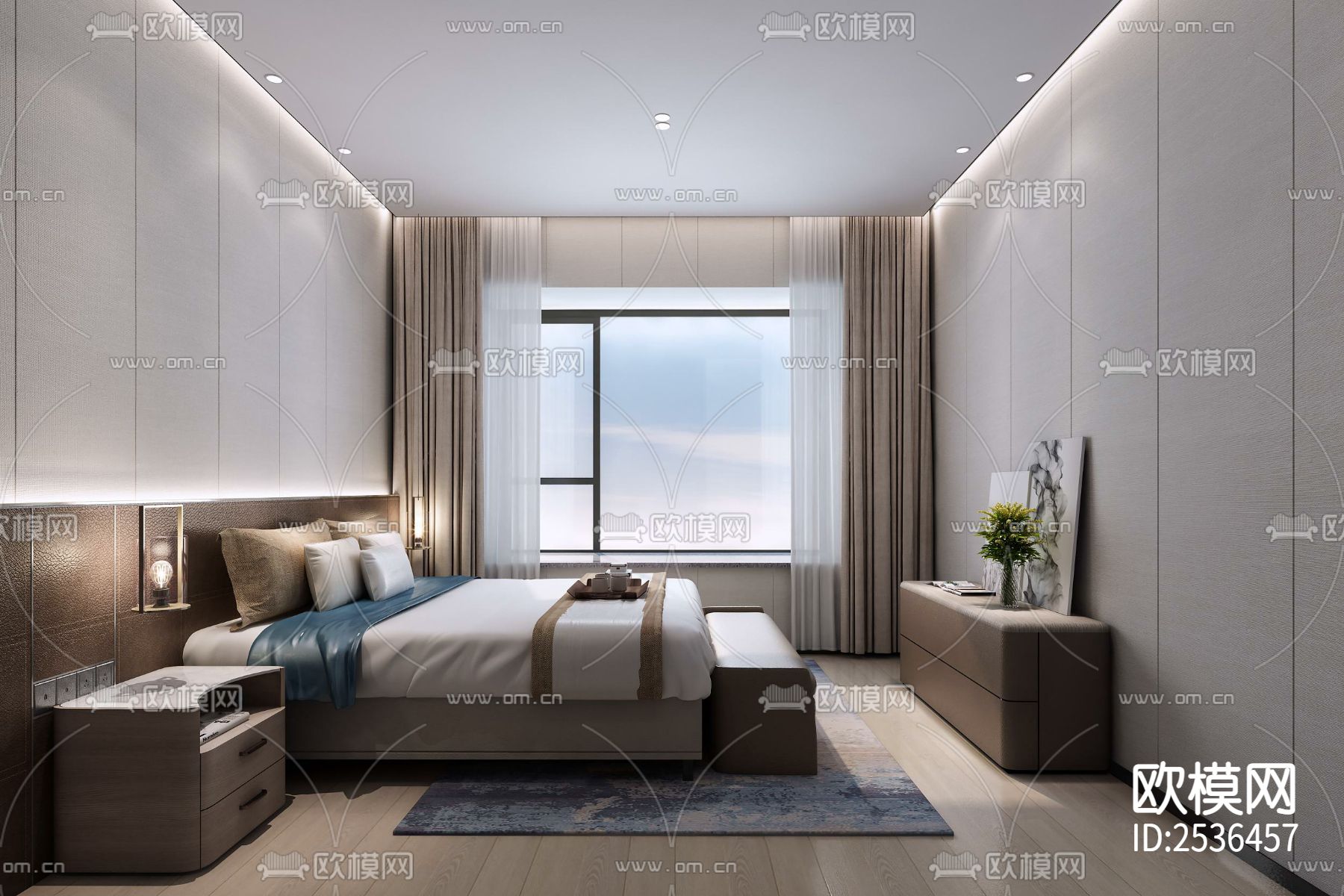 大平层豪宅样板间CAD施工图下载（渲染图7）