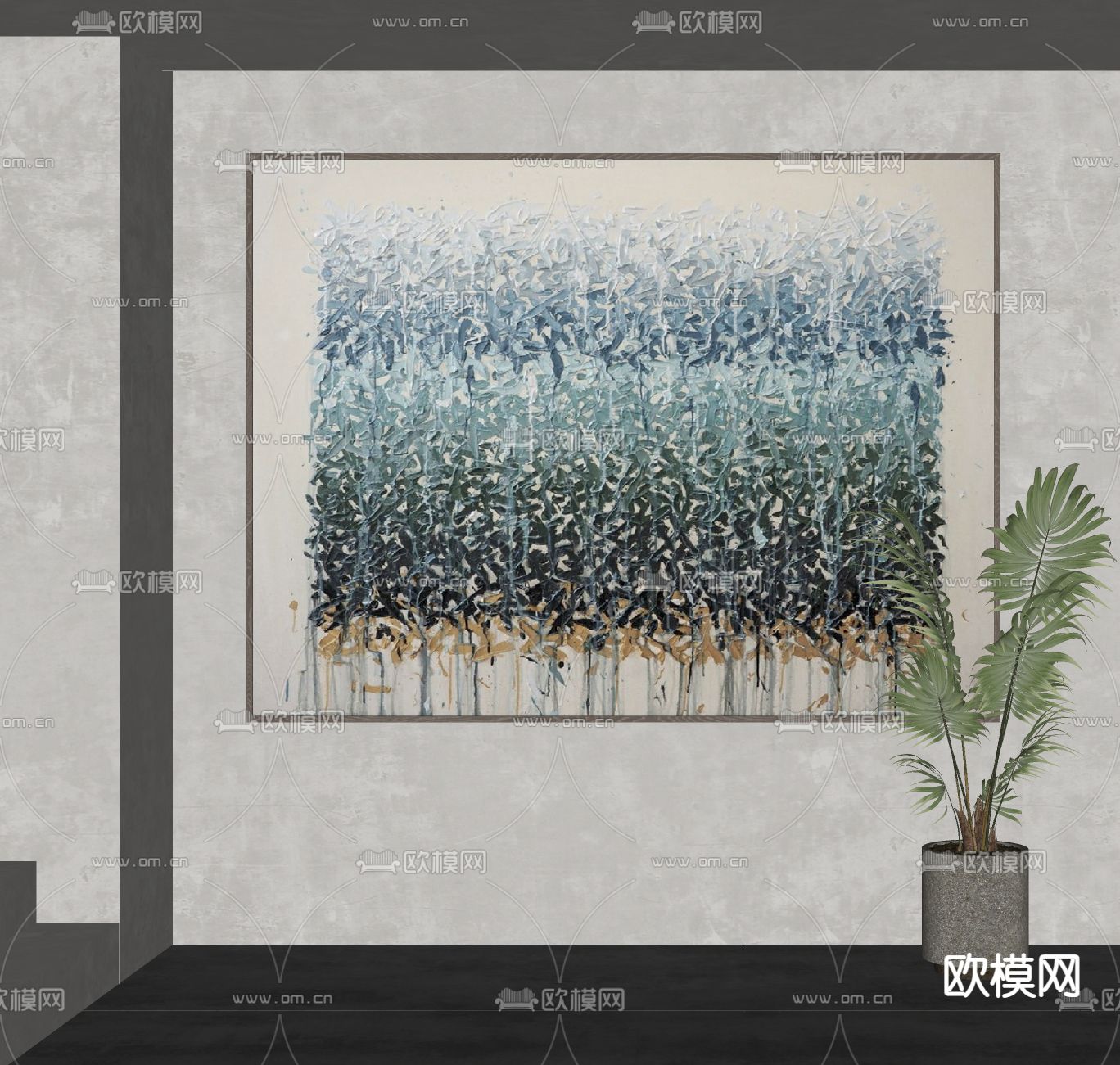 侘寂风装饰画su模型