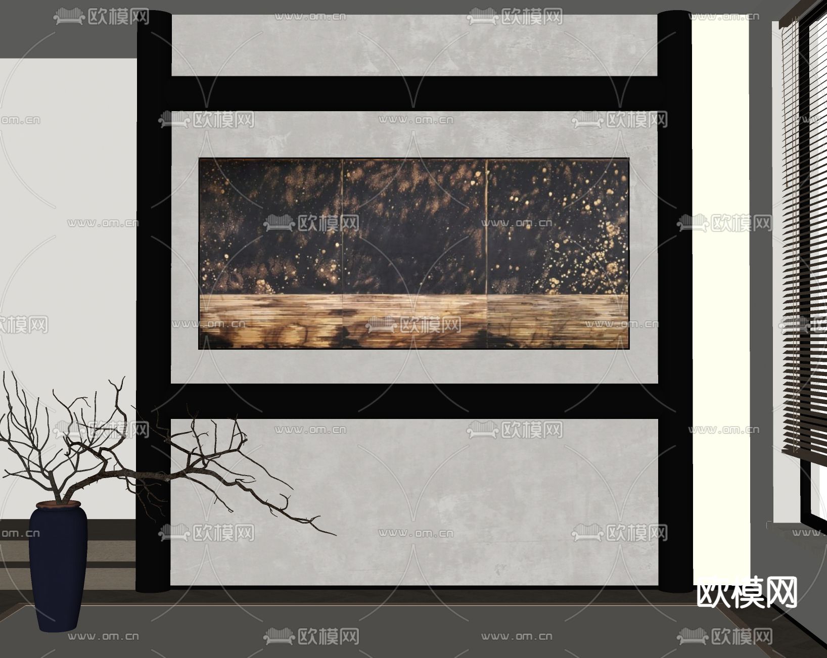 新中式装饰画su模型