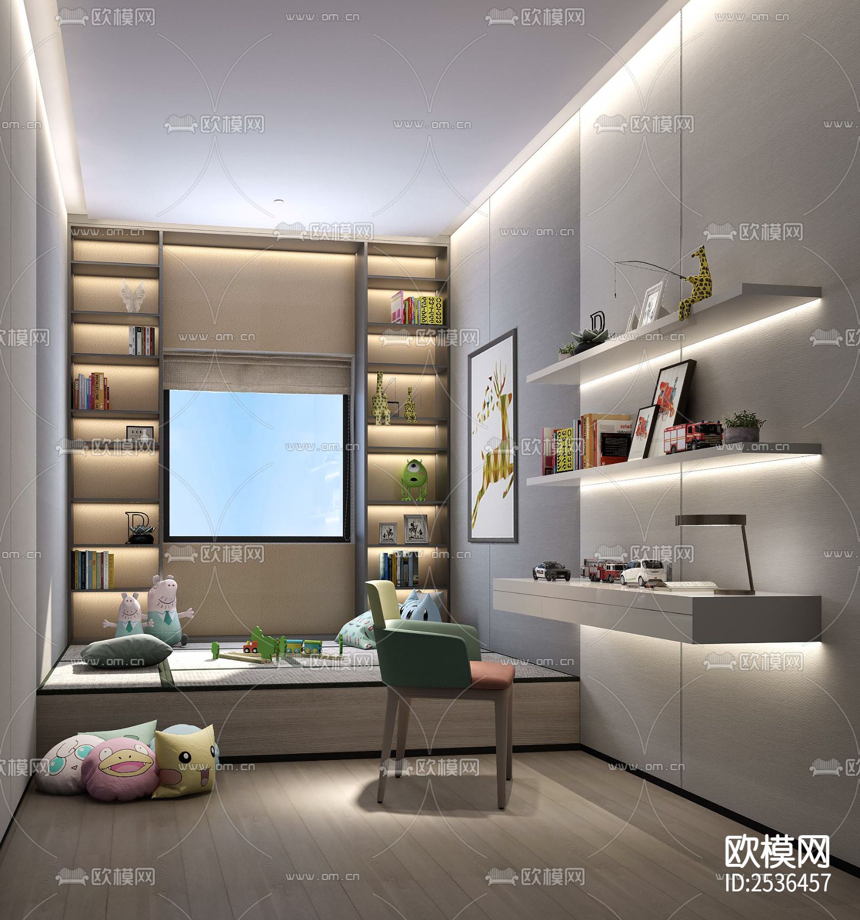 大平层豪宅样板间CAD施工图下载（渲染图6）