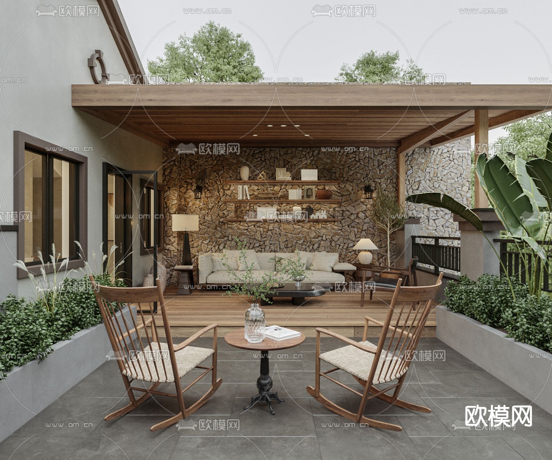 屋顶花园 阳台庭院3d模型下载（渲染图3）