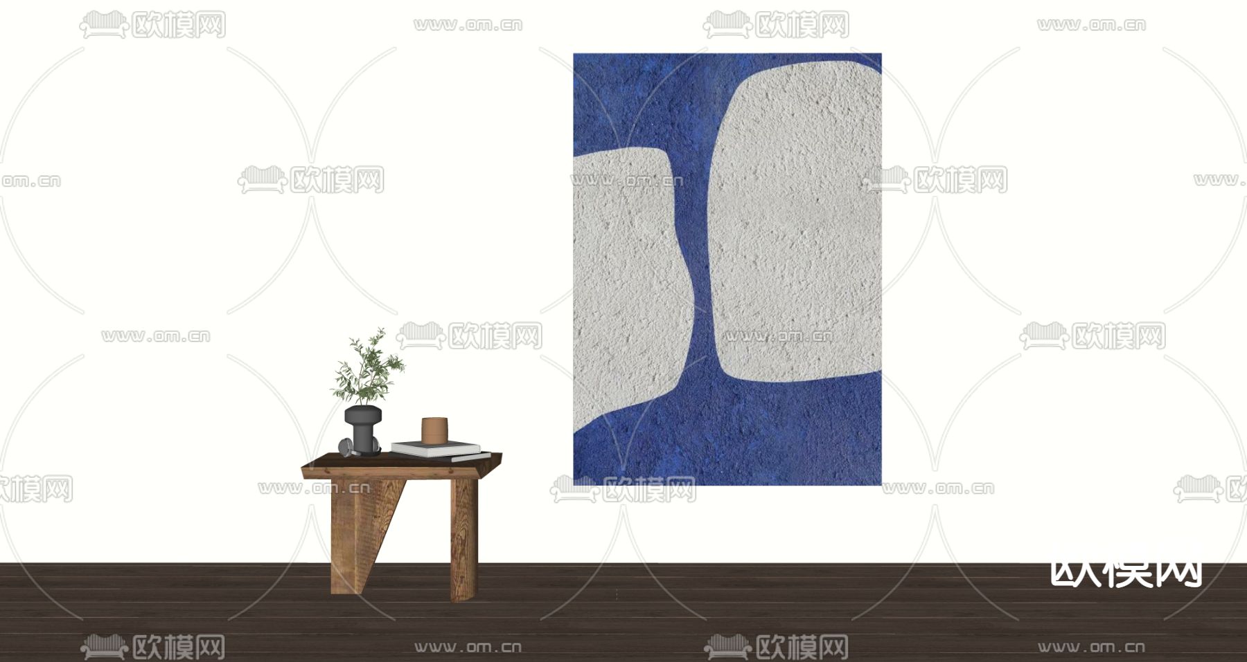 侘寂风装饰画su模型下载（渲染图2）