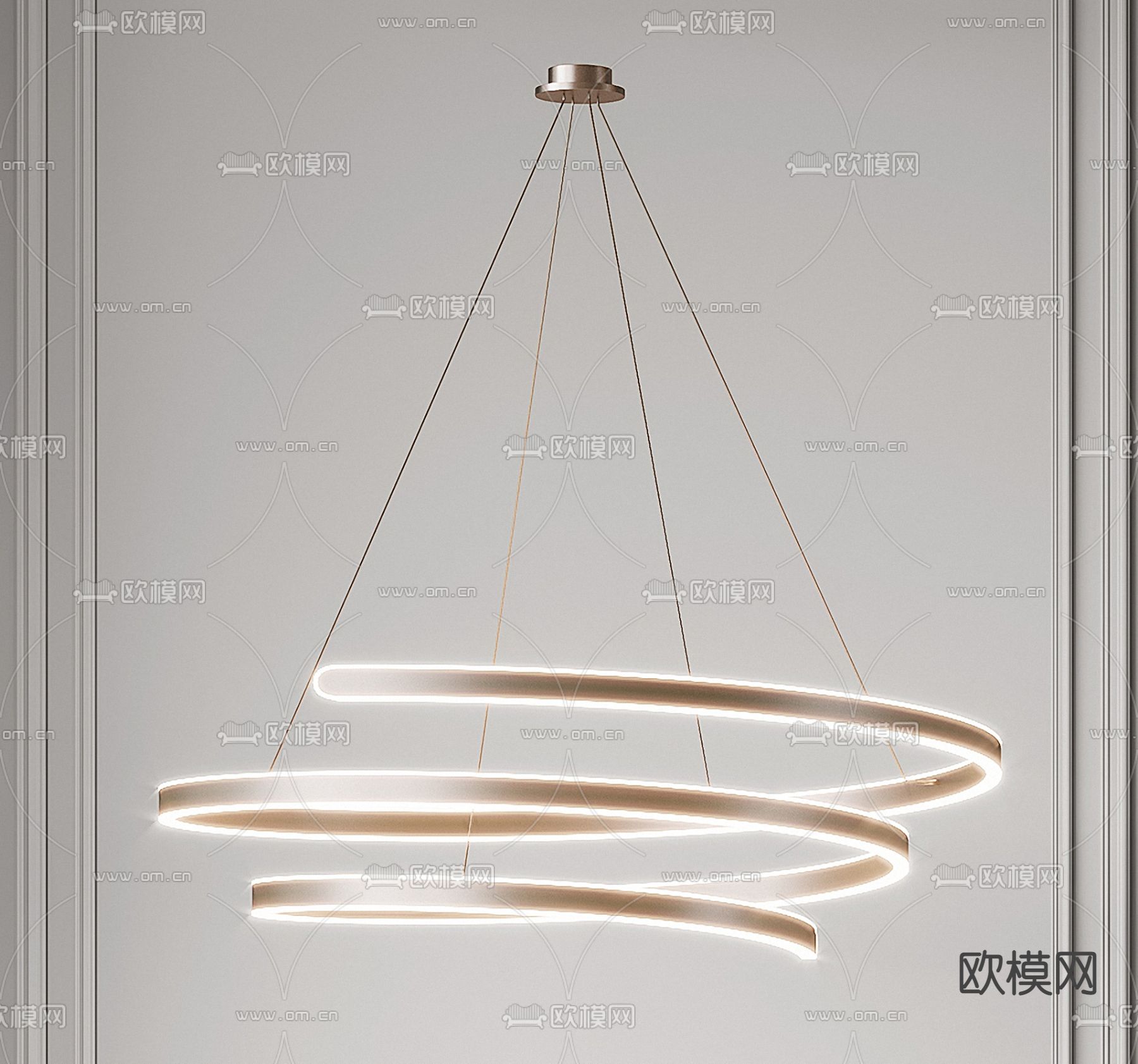 现代环形吊灯su模型下载（渲染图1）