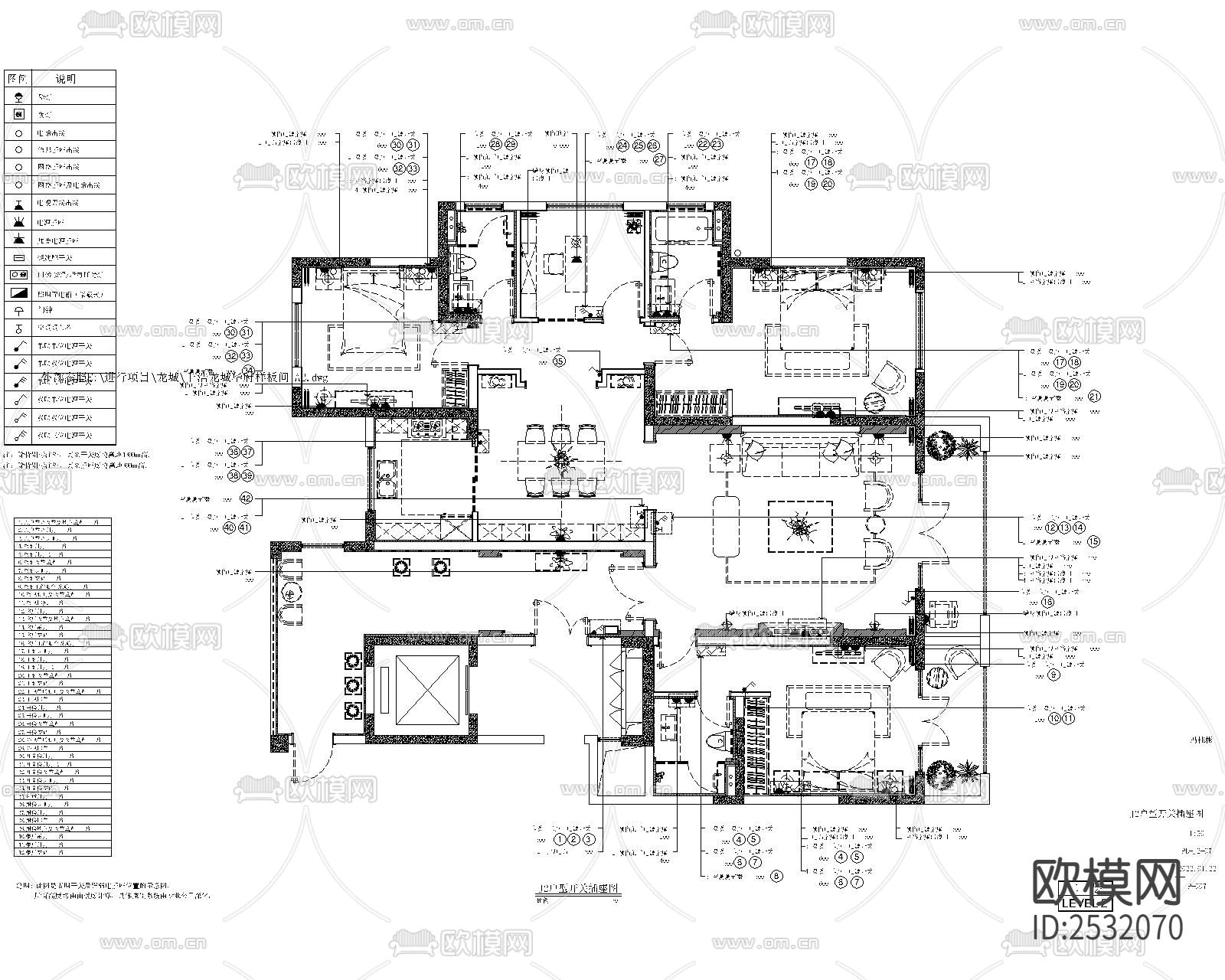 大平层豪宅样板间CAD施工图下载（渲染图1）