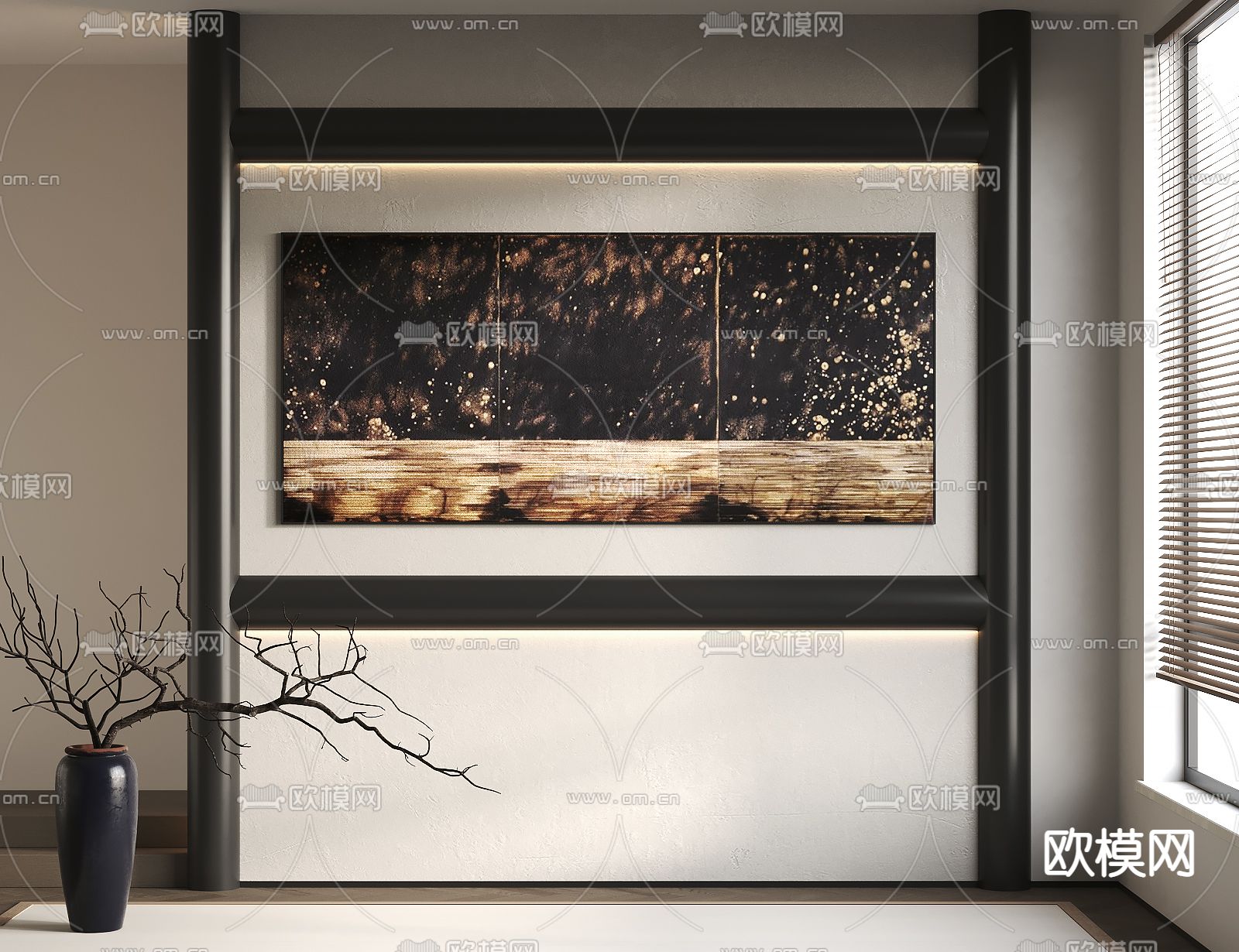 新中式装饰画su模型