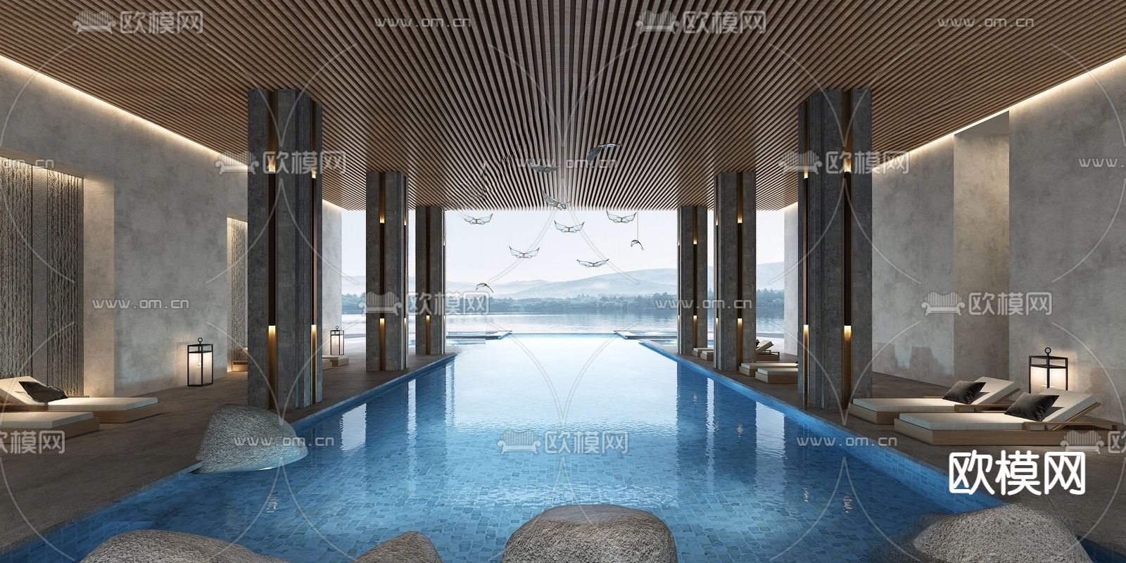 侘寂游泳池3d模型下载