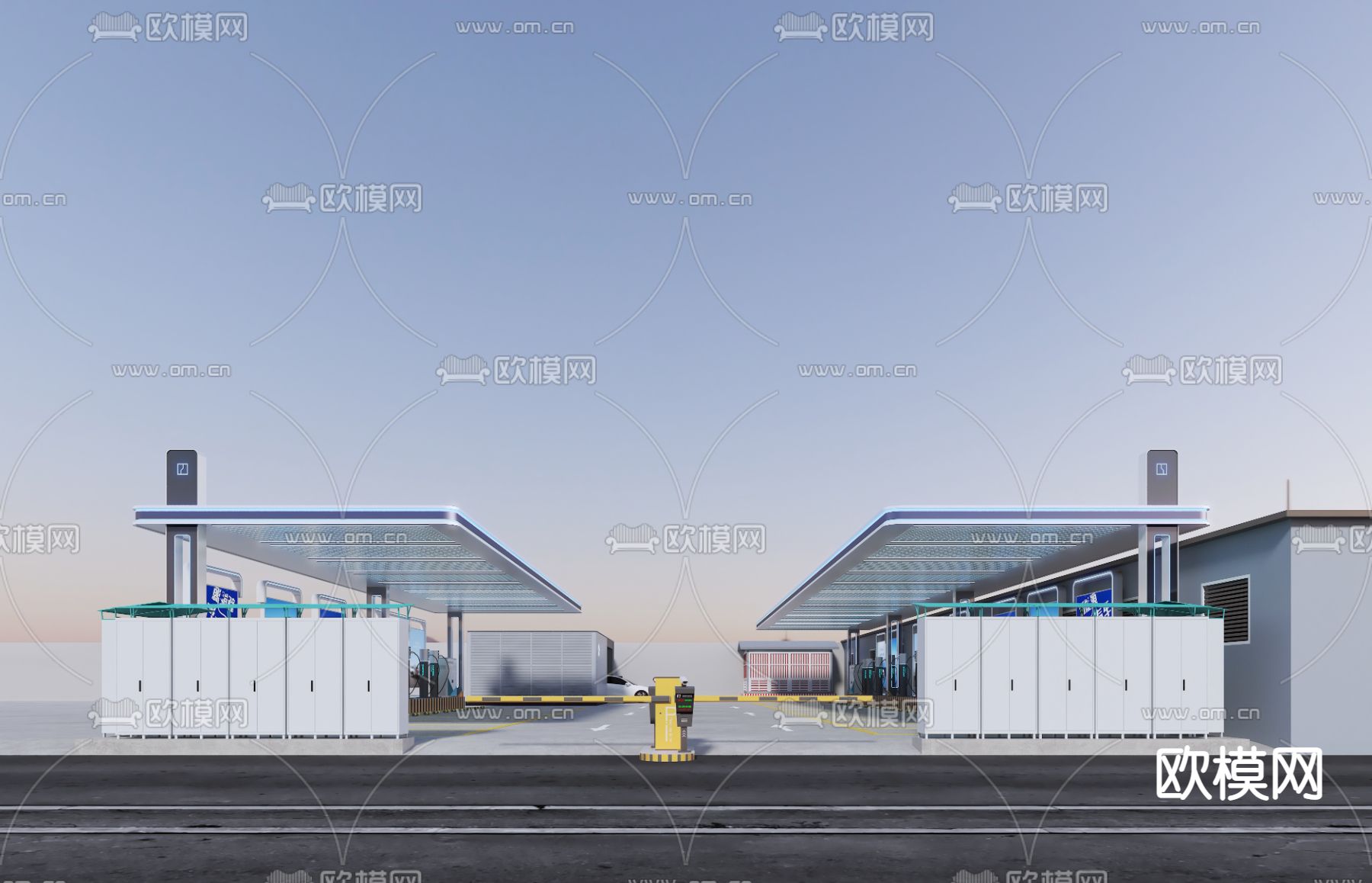 汽车充电站 新能源充电站3d模型下载（渲染图2）