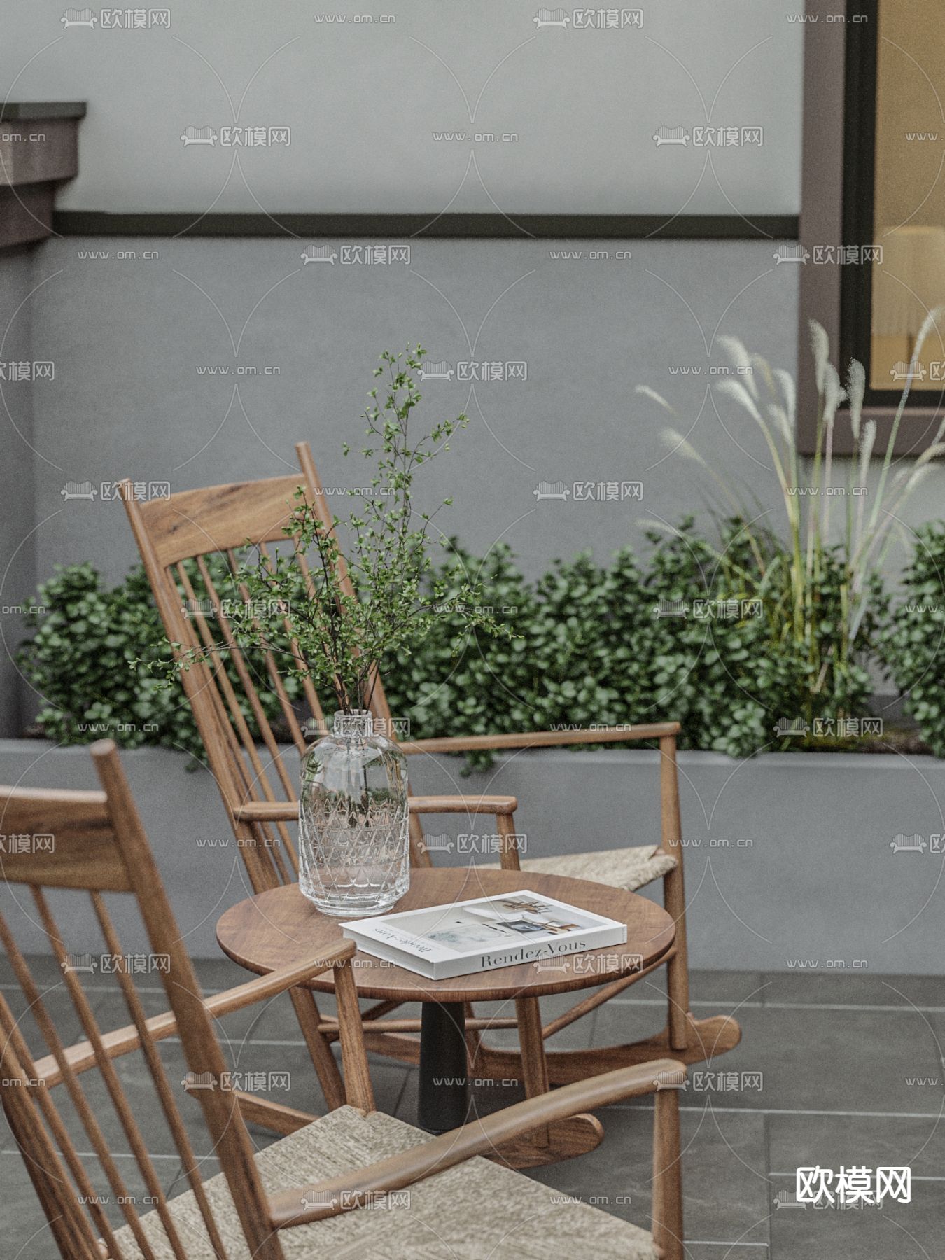 屋顶花园 阳台庭院3d模型下载（渲染图4）