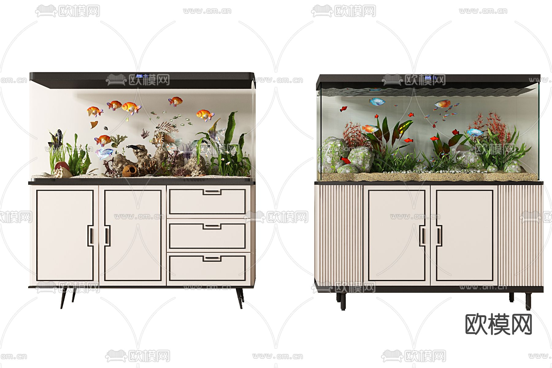 鱼缸 水族箱3d模型下载