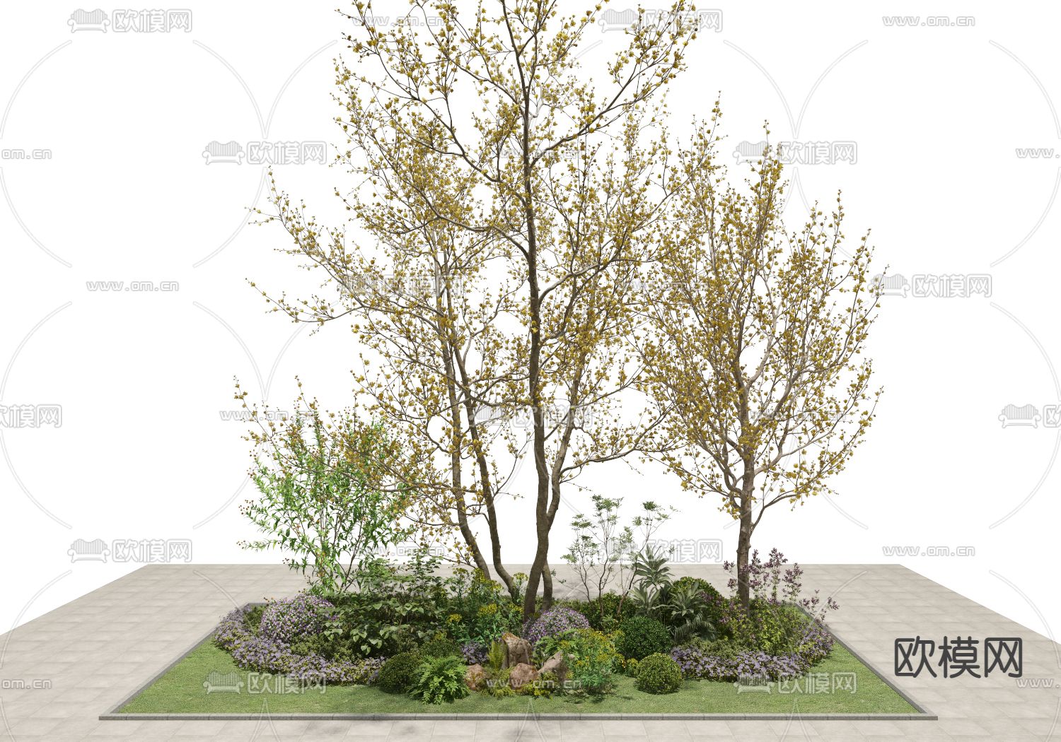 绿植 景观树 植物堆3d模型下载