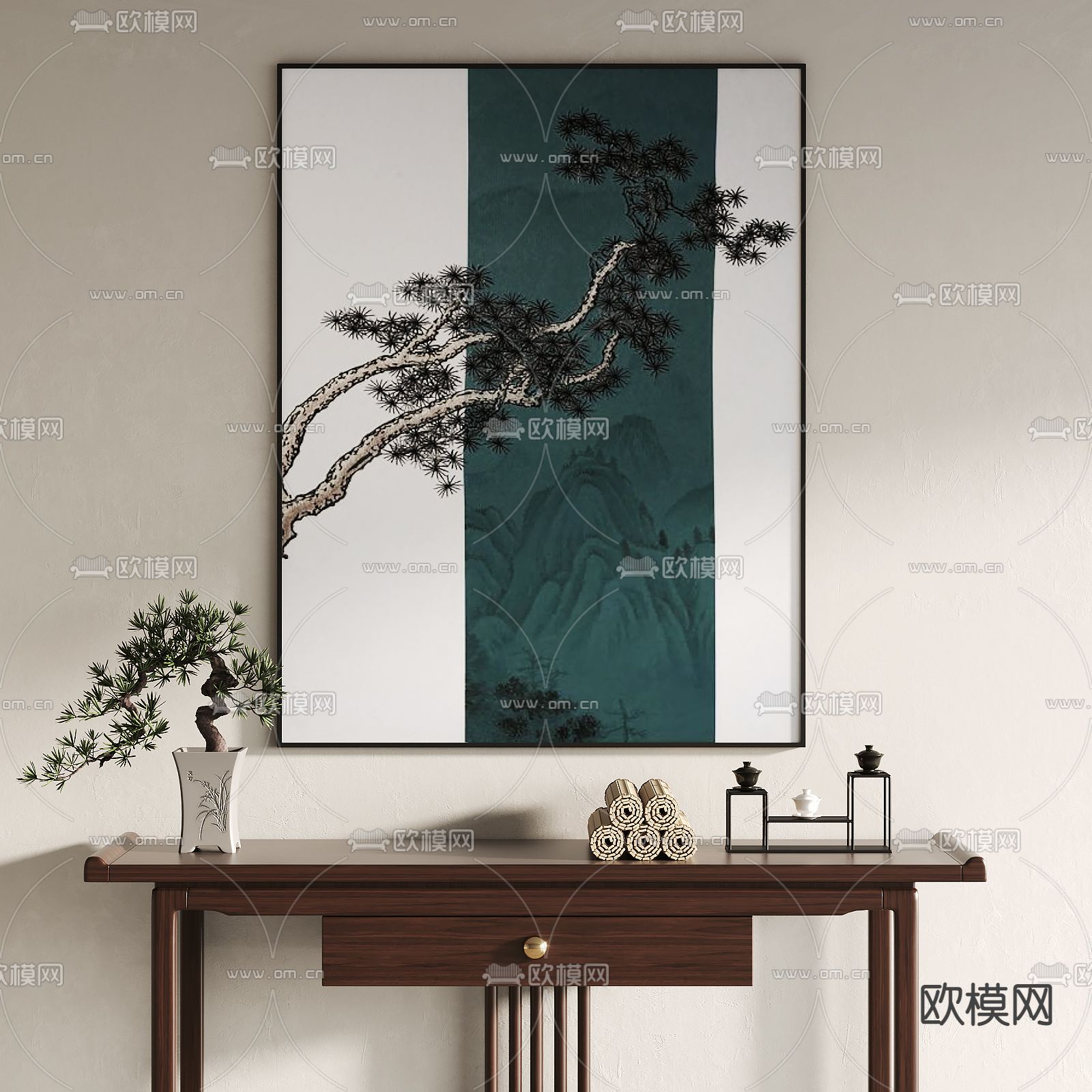 新中式装饰画su模型